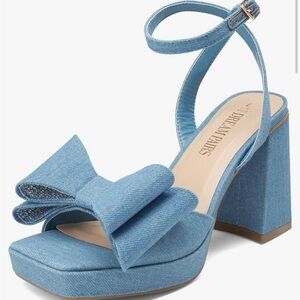Denim Chunky Heel Platform Sandal